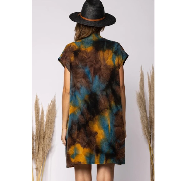 "The Coco" Tie Dye Short Sleeve Open Front Cardigan - Picture 4 of 4